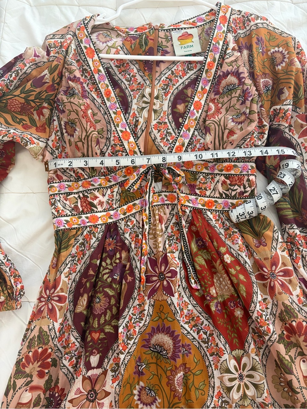 FARM Rio Multi-Color Boho Mini Dress with Puff Sleeves - Picture 5 of 7